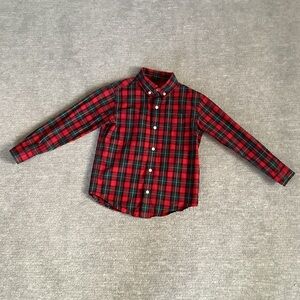 Janie and Jack Red and Green Plaid Button Down Shirt Sz. 5